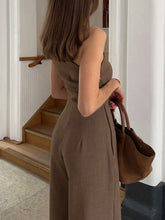 INAWLY Women's Solid Color Sleeveless Pleated Elegant Jumpsuit